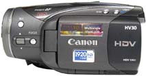 Canon HV30 v bočním pohledu (Klikni pro zvětšení)