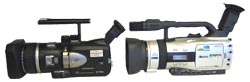 Srovnání JVC PD1 a Canon XM2 z boku (Klikni pro zvětšení)