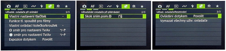 ZELENÁ podnabídka UŽIVATELSKÝCH ovladačů má 3 sady