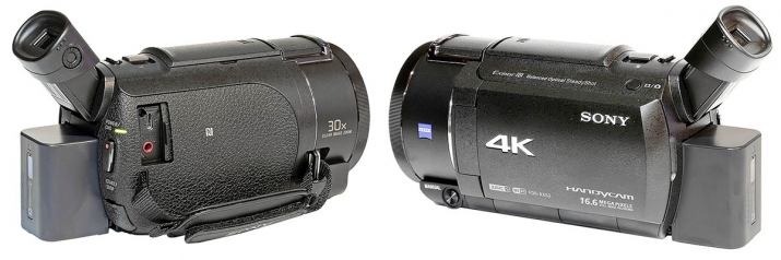 Videokamera Sony FDR-AX53 ve dvou pohledech těla