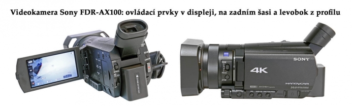 Videokamera Sony FDR-AX100: prvky ovládání stroje
