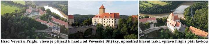 Trio názorných snímků z videa: poloha hradu Veveří... Trio názorných snímků z videa: poloha hradu Veveří...