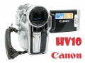 Elegantní DLAŇOVKA Canon HV10 v přední perspektivě