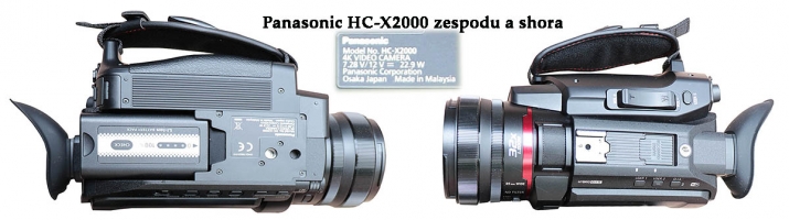 Videokamera Panasonic HC-X2000 zespodu a shora