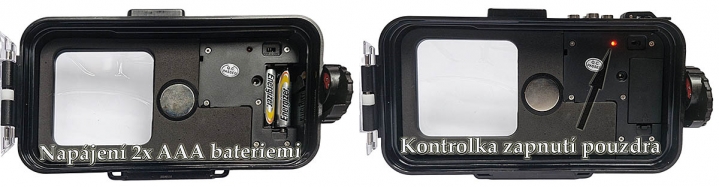 Napájení pouzdra SEA FROGS a LED-kontrolka zapnutí
