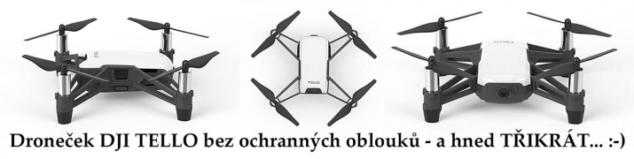 Dron DJI TELLO bez ochranných oblouků v detailech